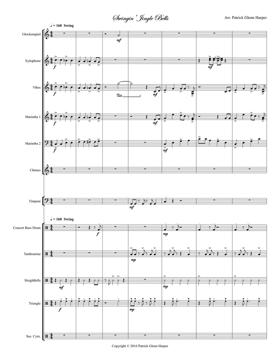 Swingin' Jingle Bells - for Percussion Ensemble Percussion Ensemble scores gallery preview page 2