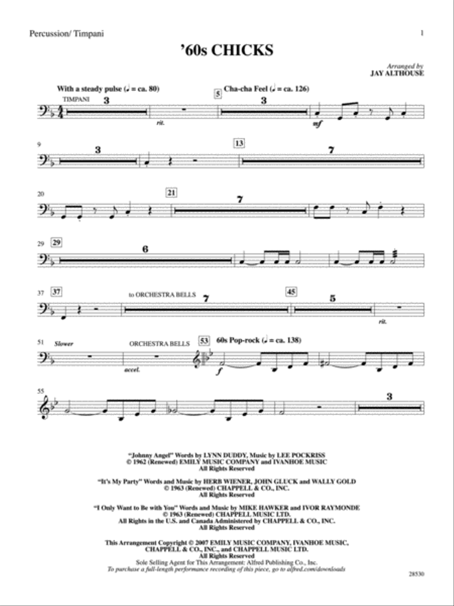 '60s Chicks (A Medley): 1st Percussion Percussion scores gallery preview page 1