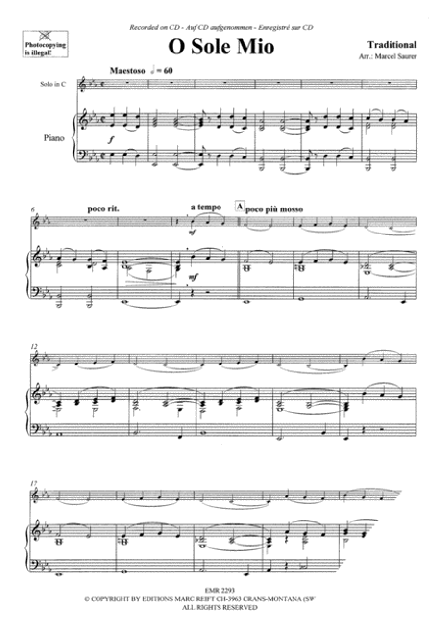 O Sole Mio Clarinet Solo scores gallery preview page 3