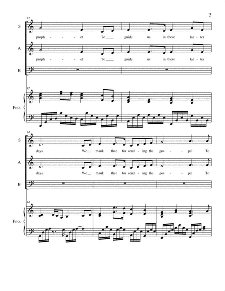 Come Thou Fount of Every Blessing / We Thank Thee, O God, For A Prophet 3-Part scores gallery preview page 4