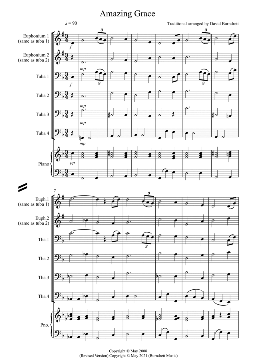 Amazing Grace for Tuba Quartet Tuba Quartet scores gallery preview page 1