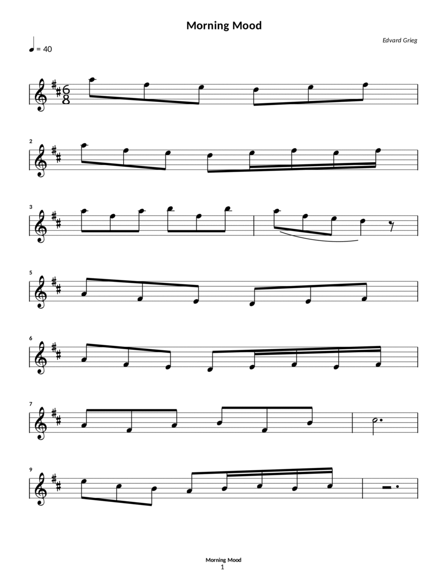 Morning Mood Morning Mood Violin Solo scores gallery preview page 1