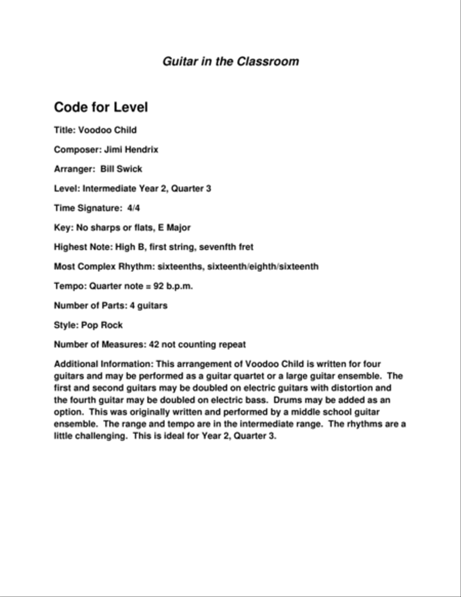 Voodoo Child (slight Return) Guitar scores gallery preview page 2