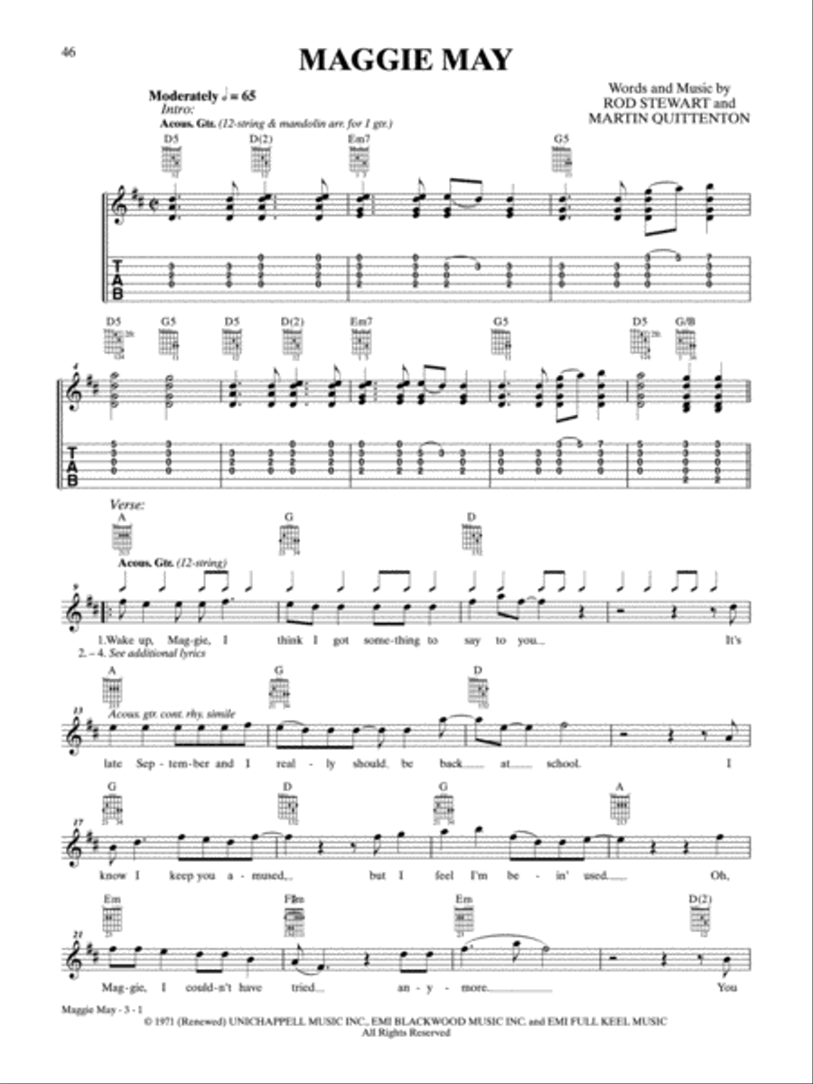 Maggie May Maggie May Easy Guitar scores gallery preview page 1