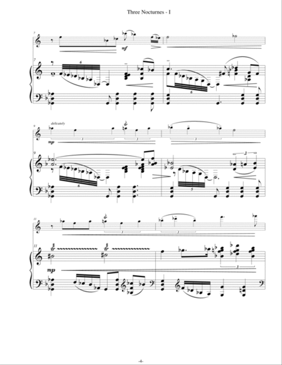 Three Nocturnes for Flute (or Violin) And Piano - Opus 16 Flute scores gallery preview page 4