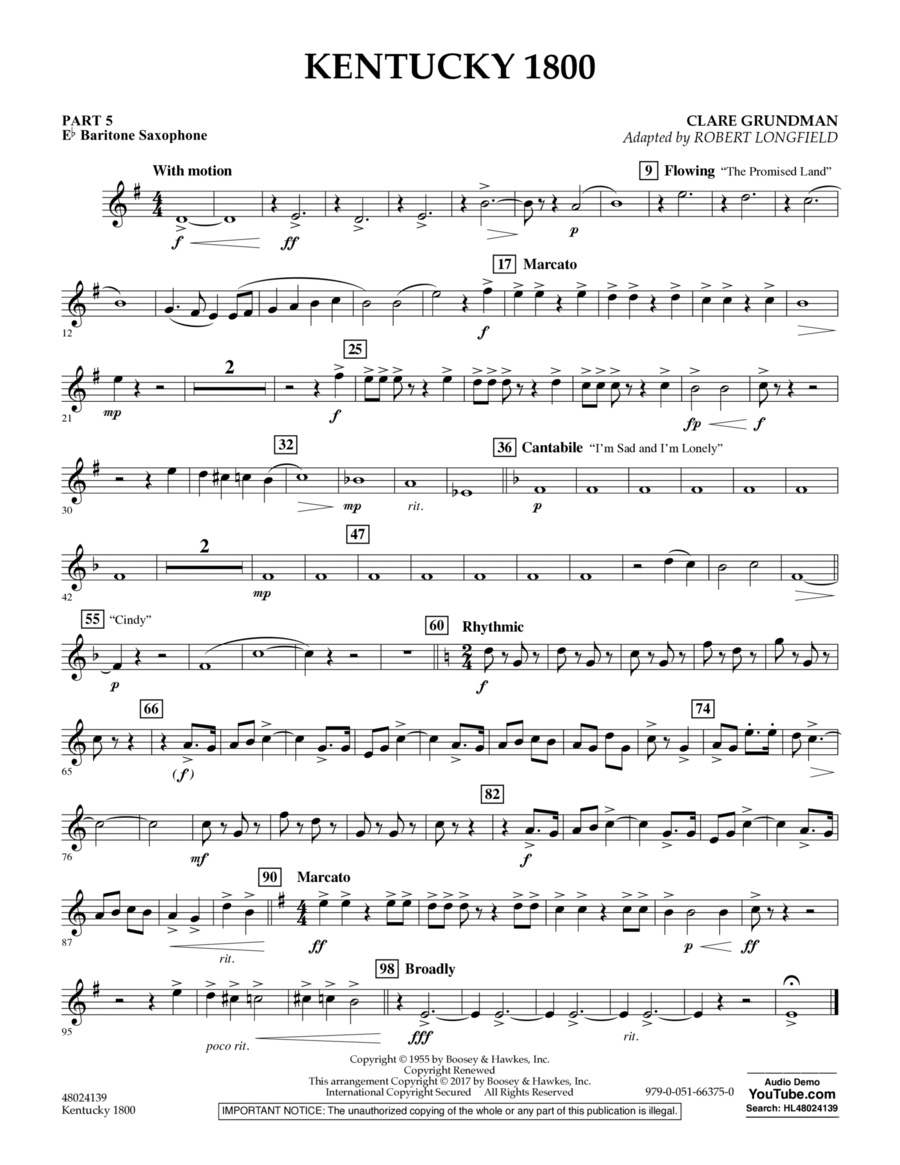 Kentucky 1800 - Pt.5 - Eb Baritone Saxophone