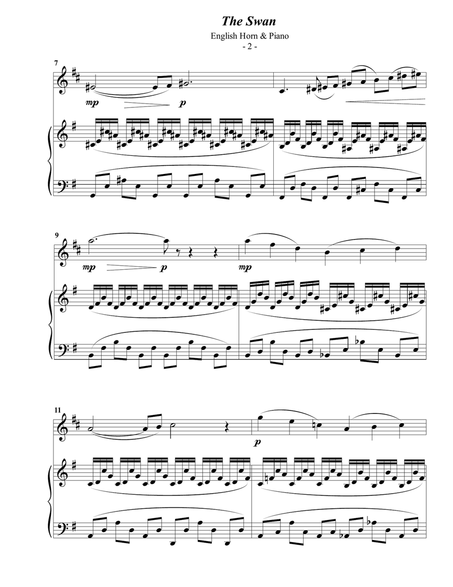 Saint-Saens: The Swan for English Horn & Piano English Horn scores gallery preview page 2