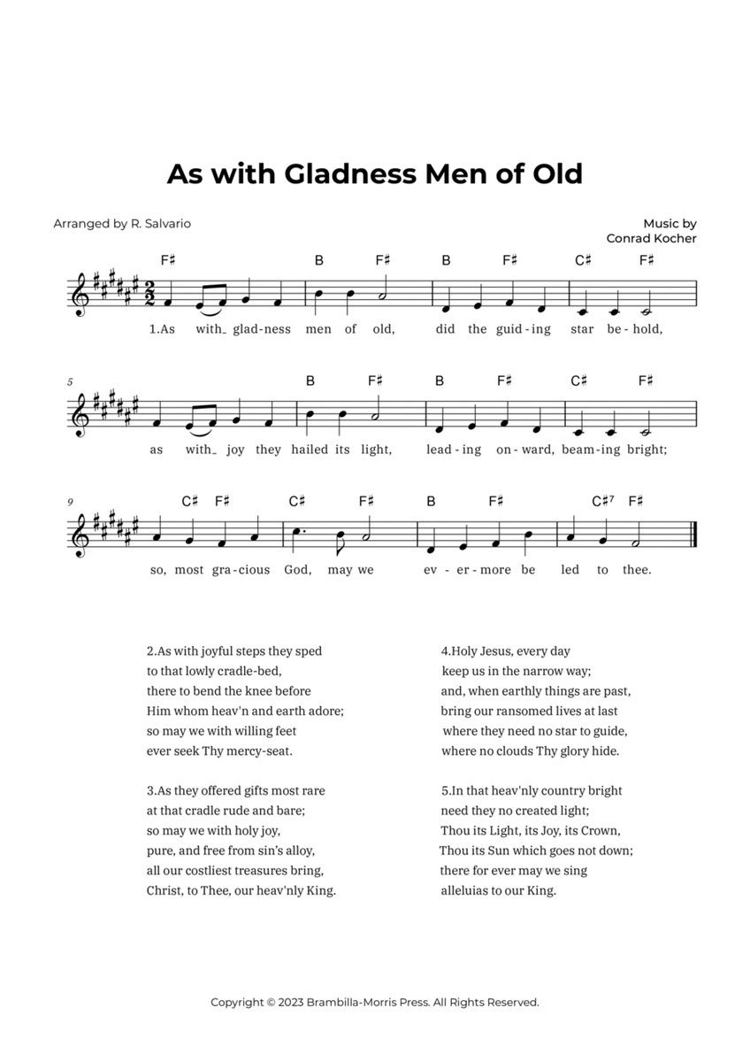 As with Gladness Men of Old (Key of F-Sharp Major) image number null