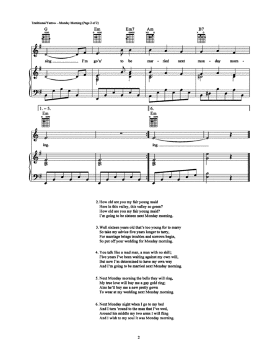 Monday Morning Piano, Vocal, Guitar scores gallery preview page 2