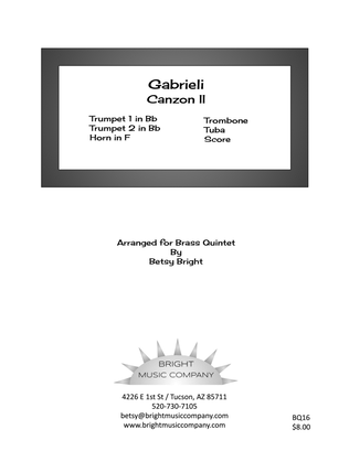 Gabrieli Canzon II for Brass Quintet (aka Canzona per sonare No. 2)