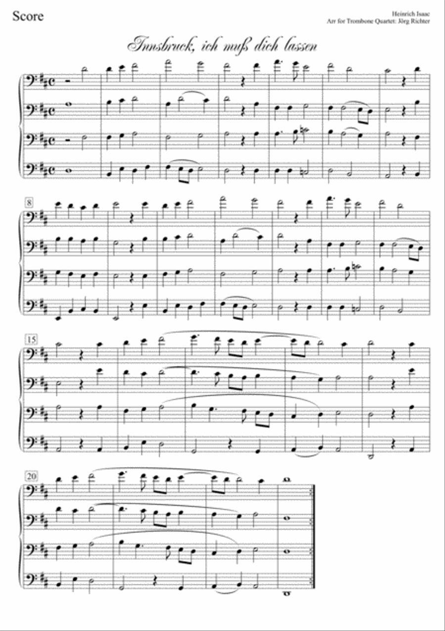 Innsbruck ich muss dich lassen für Posaunenquartett Brass Quartet scores gallery preview page 2