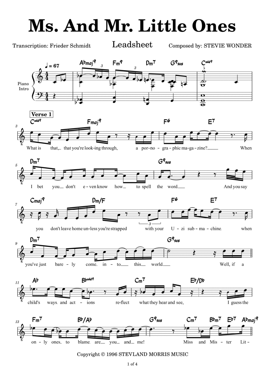 Ms And Mr Little Ones Ms And Mr Little Ones Piano scores gallery preview page 1