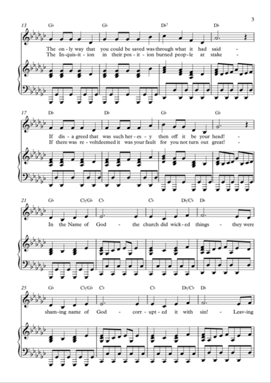 In The Name Of God Piano, Vocal, Guitar scores gallery preview page 3