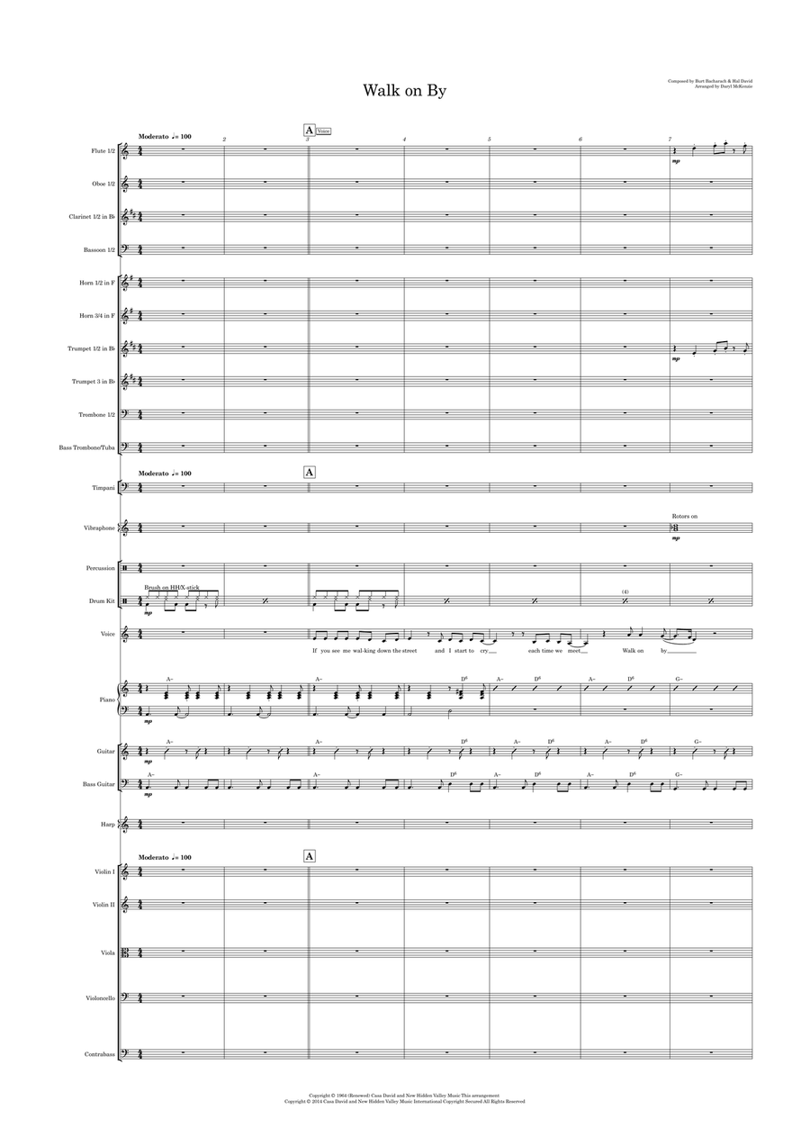 Walk On By Full Orchestra scores gallery preview page 1