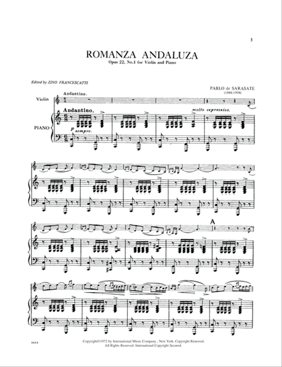 Romanza Andaluza, Op. 22 No. 1 Violin Solo scores gallery preview page 2