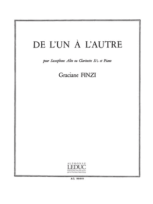 Book cover for De L'un A L'autre (clarinet & Piano)
