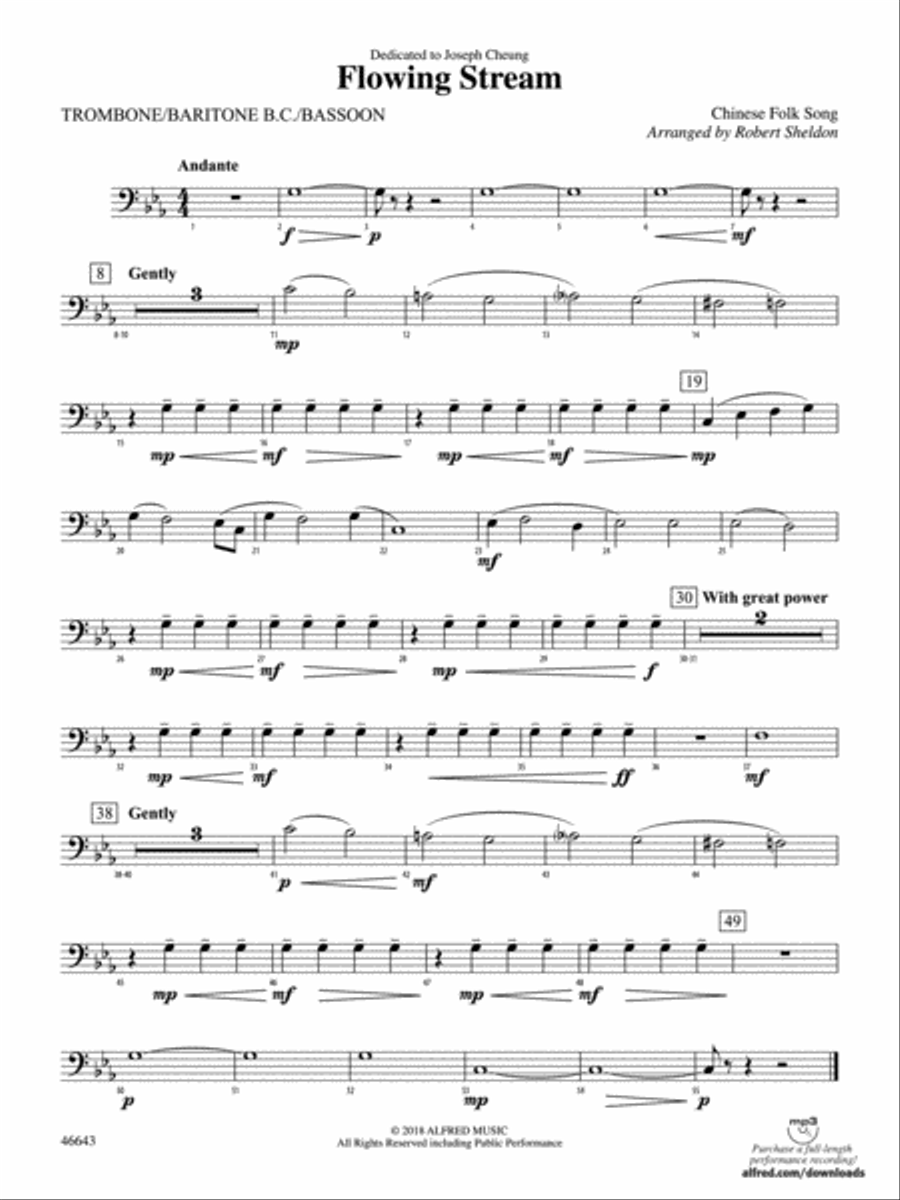 Flowing Stream: 1st Trombone Concert Band scores gallery preview page 1