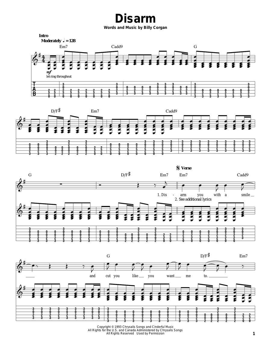 Disarm Guitar Tablature scores gallery preview page 1