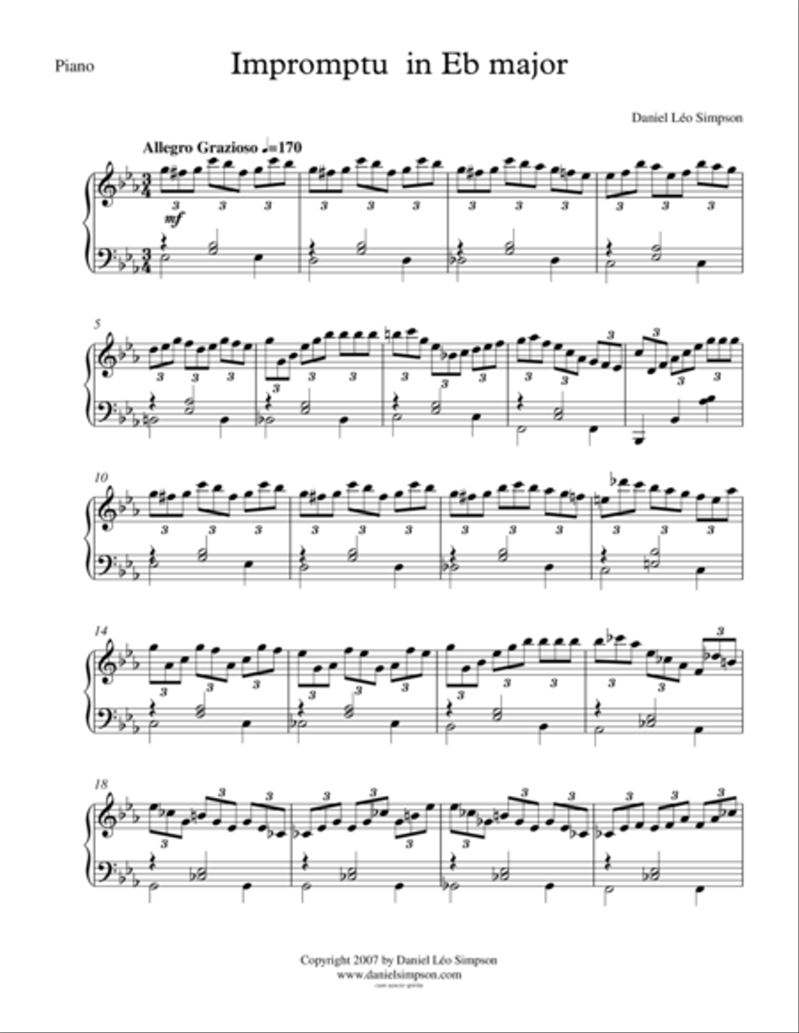 Impromptu in Eb major (Piano Solo) Piano Method scores gallery preview page 1