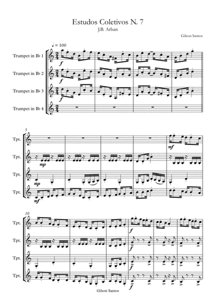 Collective Studies N. 7 of the Method for Trumpet J.B. Arban. Estudos Coletivos N. 7 J. B. Arban image number null