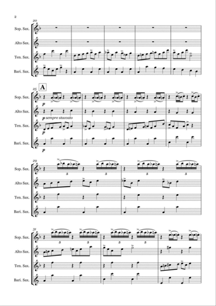 In the Hall of the Mountain King by Edvard Grieg - Saxophone quartet (SATB) Saxophone Quartet scores gallery preview page 2