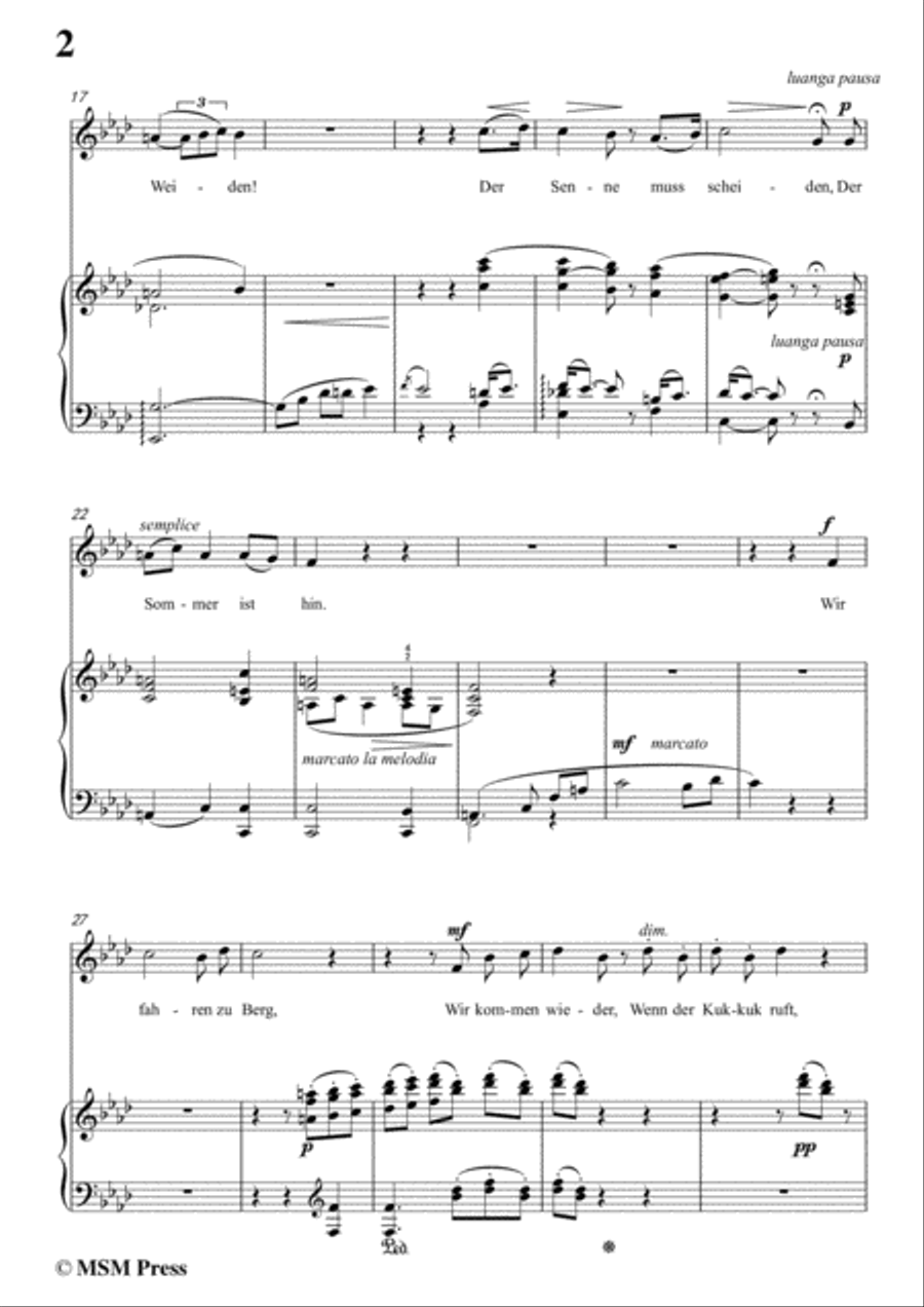 Liszt-Der hirt in A flat Major,for Voice and Piano Voice Solo scores gallery preview page 4