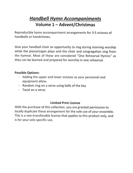 Handbell Hymn Accompaniments - Volume 1 (Advent & Christmas)