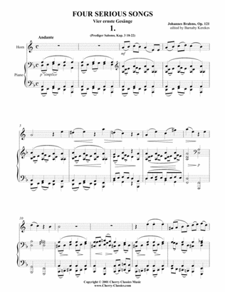 Four Serious Songs for Horn in F & Piano