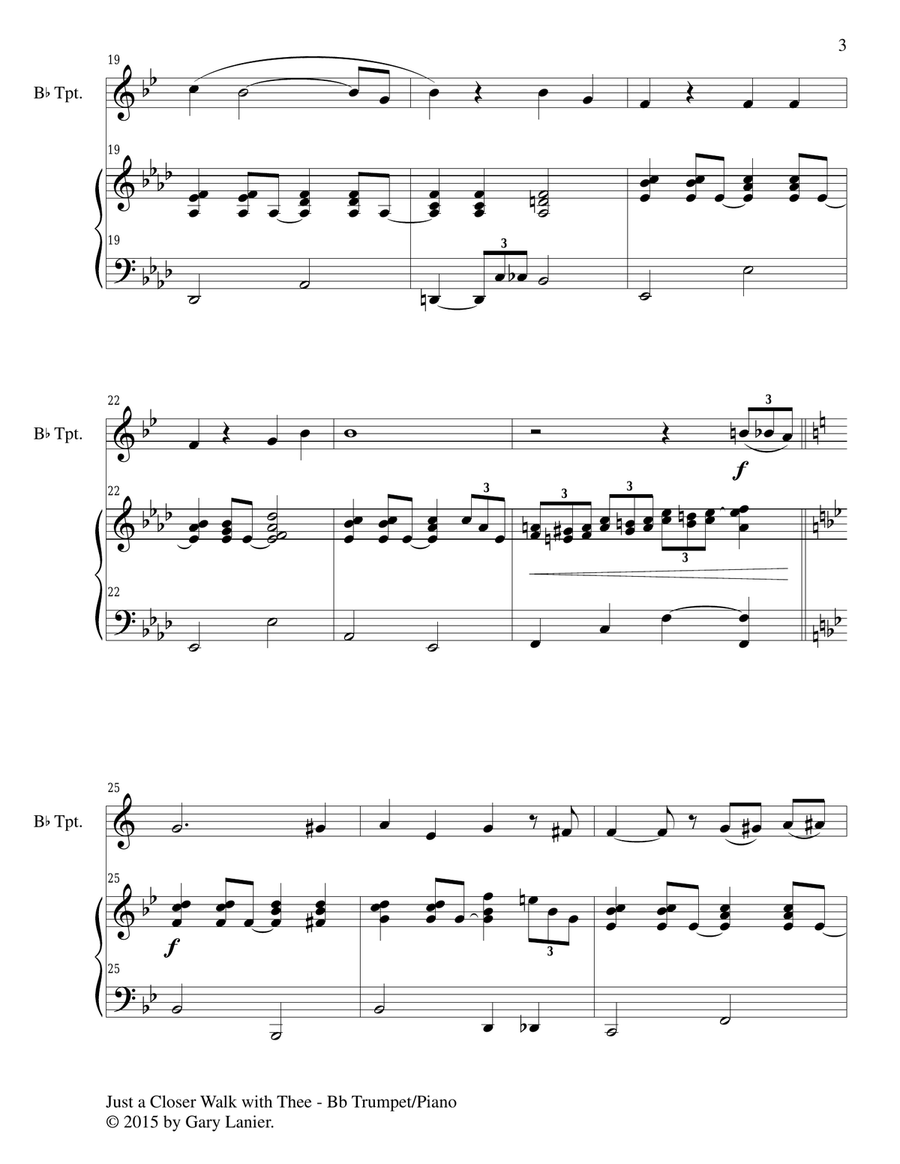JUST A CLOSER WALK WITH THEE (Duet – Bb Trumpet and Piano/Score and Parts) Trumpet Duet scores gallery preview page 4