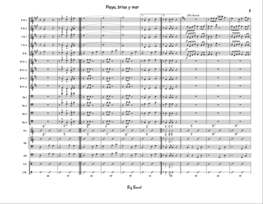 PLAYA BRISA Y MAR Jazz Ensemble scores gallery preview page 5