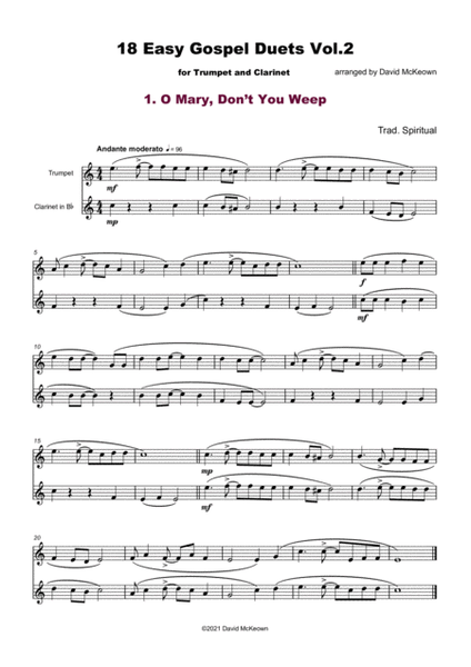 18 Easy Gospel Duets Vol.2 for Trumpet and Clarinet