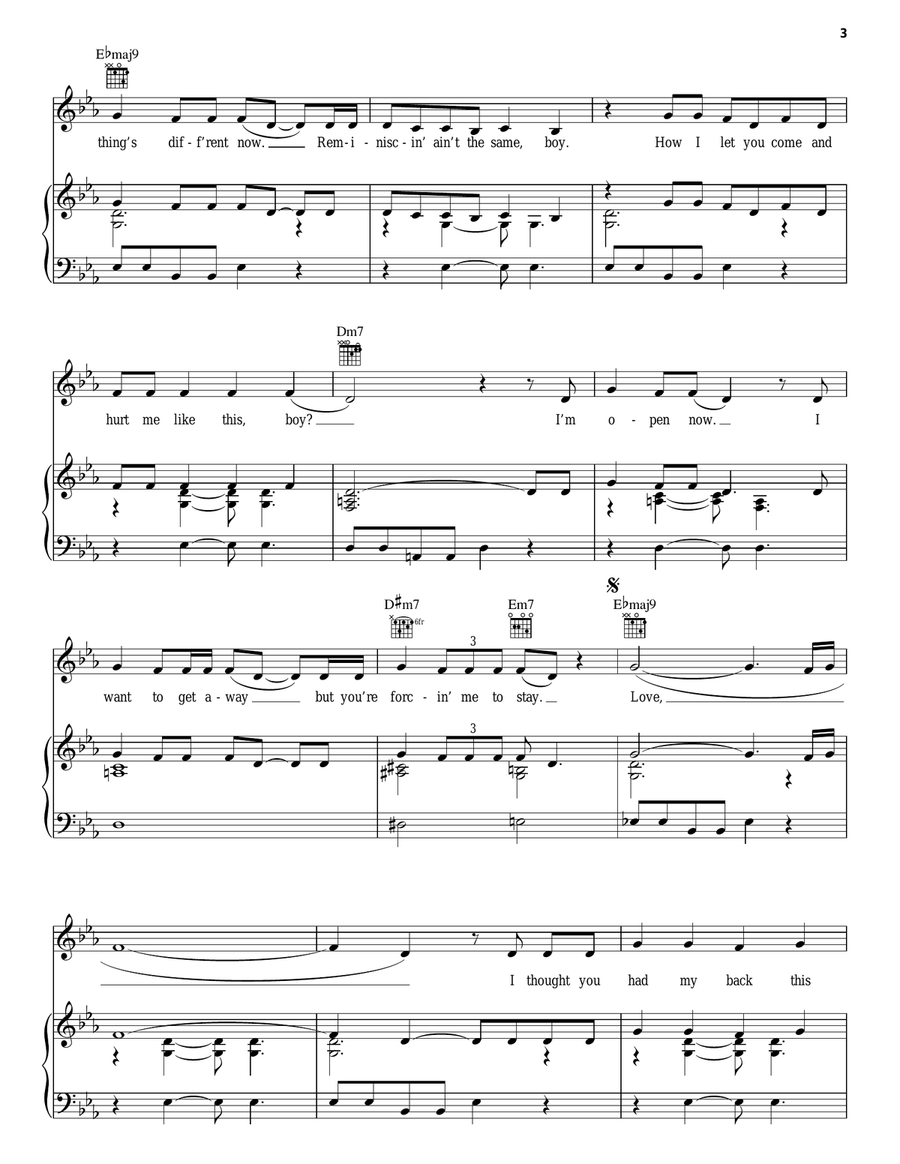 Love II (Love, Thought You Had My Back This Time) Piano, Vocal, Guitar scores gallery preview page 3