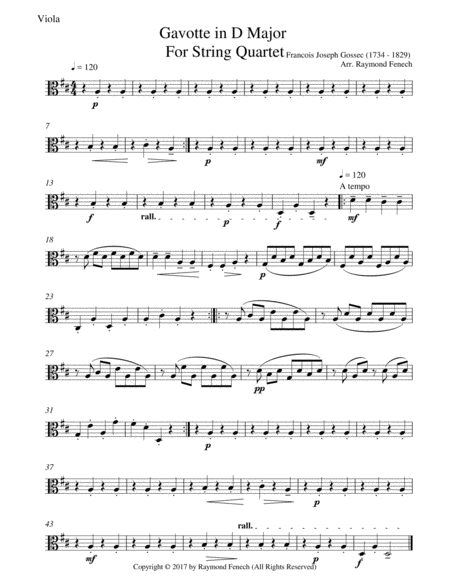 Gavotte in G - For String Quartet (2 Violins, Viola and Violoncello) image number null