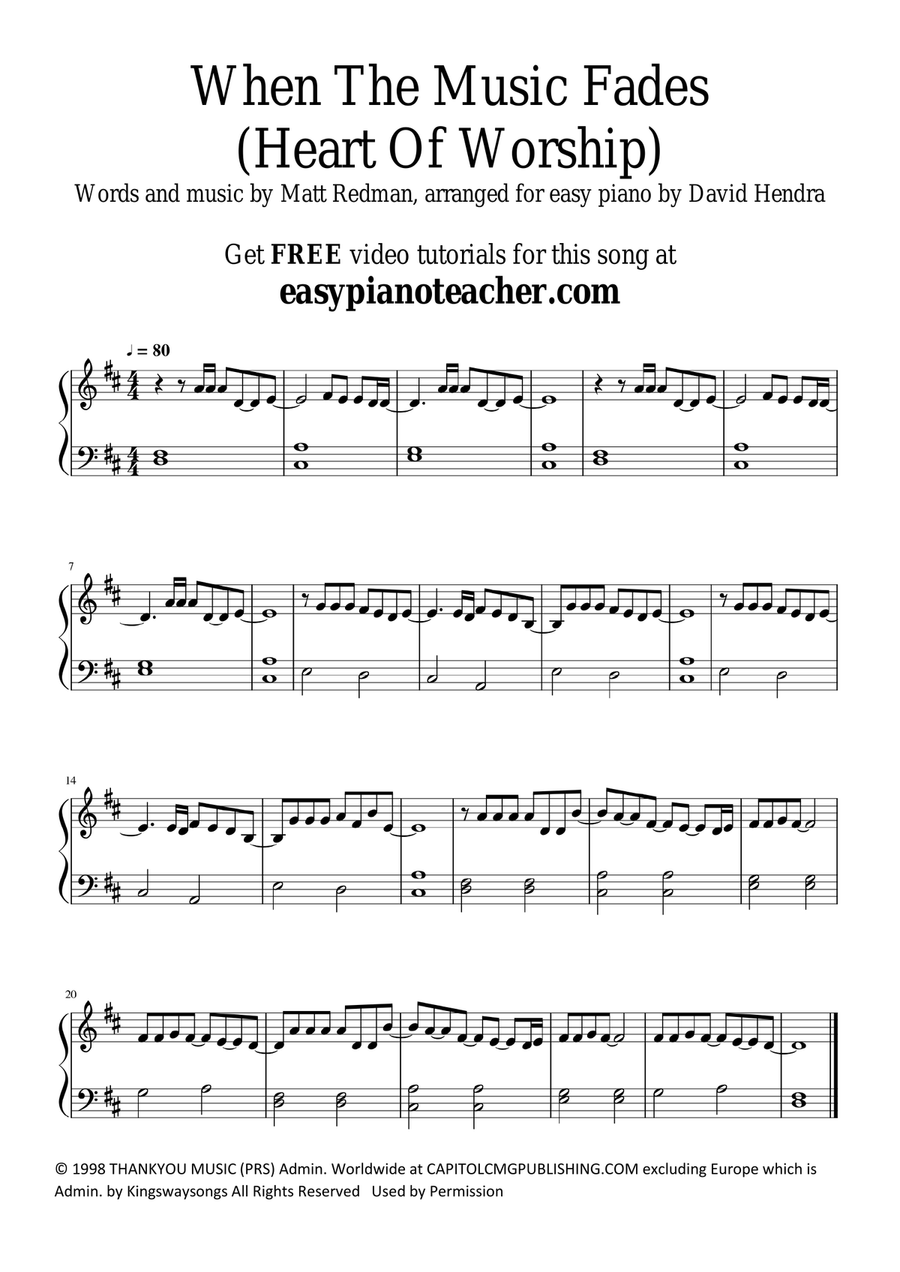 The Heart Of Worship (when The Music Fades) Easy Piano scores gallery preview page 1
