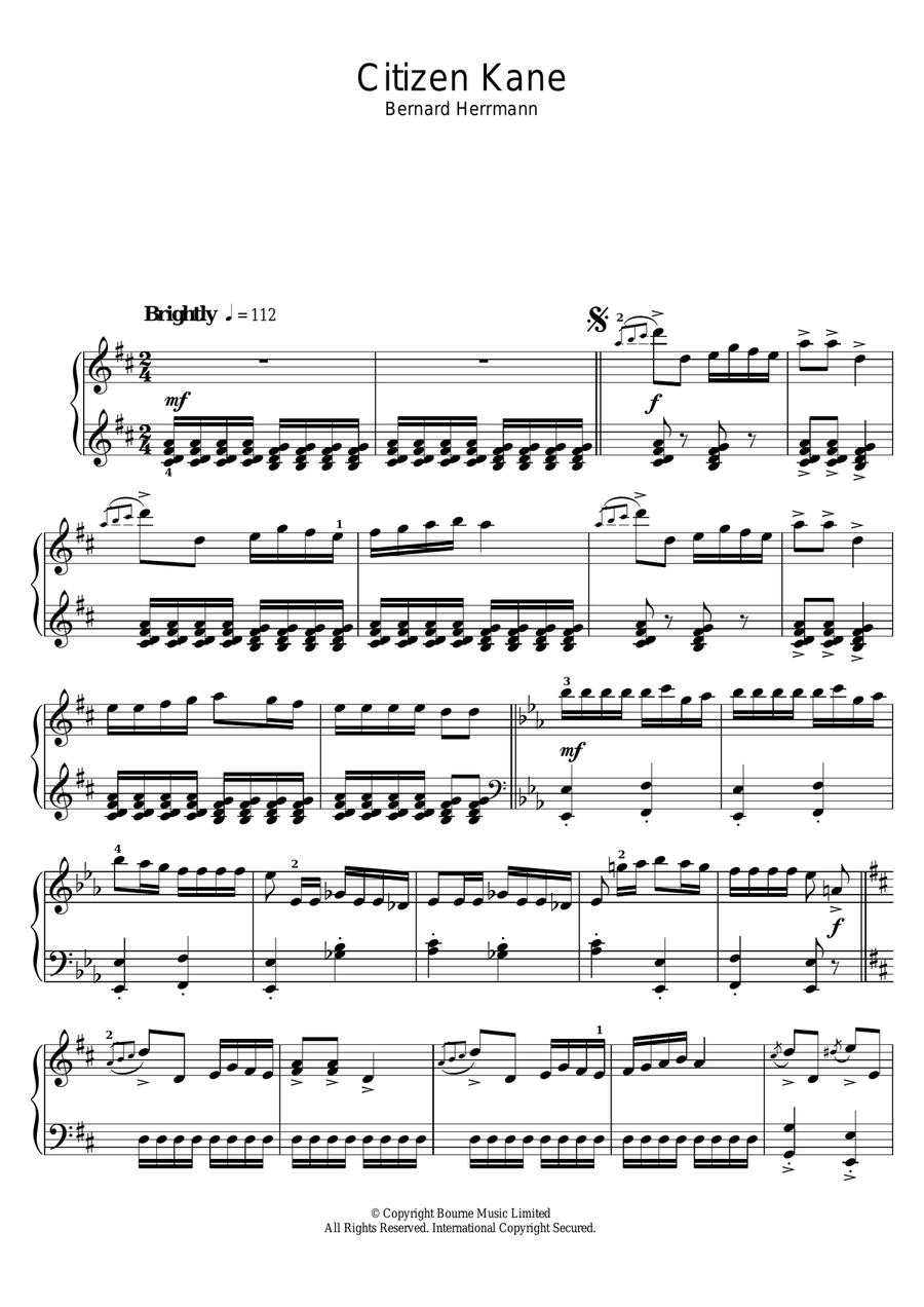 Citizen Kane (Overture) Piano Solo scores gallery preview page 1