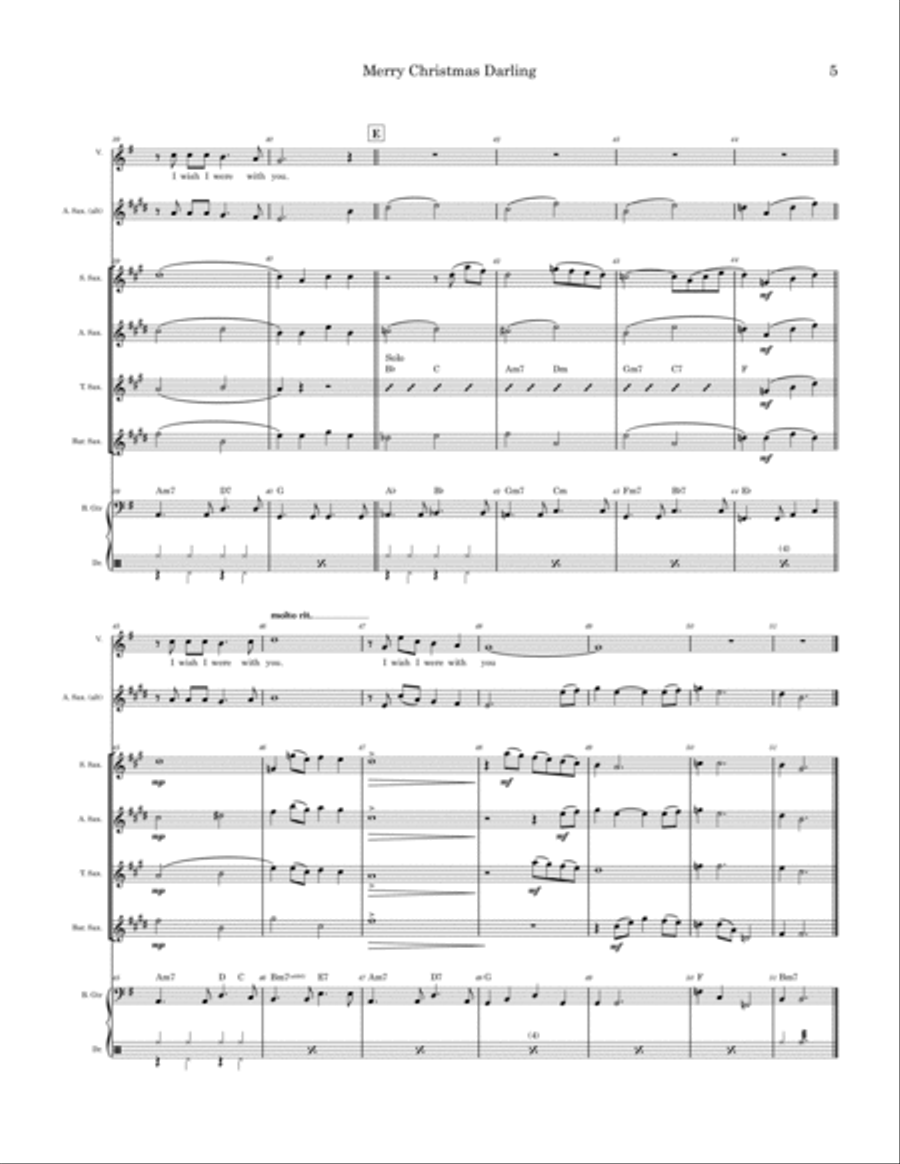 Merry Christmas, Darling Saxophone Quartet scores gallery preview page 5