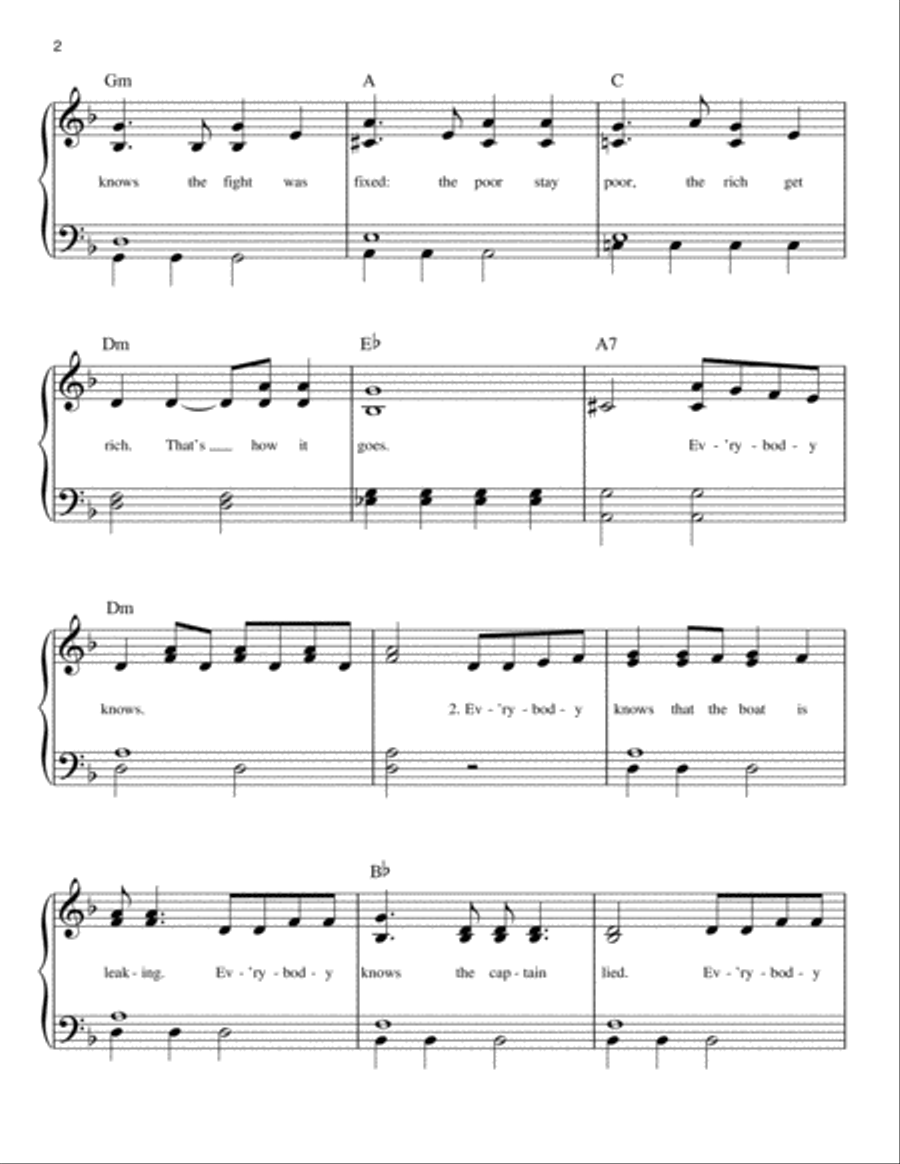 Everybody Knows Everybody Knows Easy Piano scores gallery preview page 2