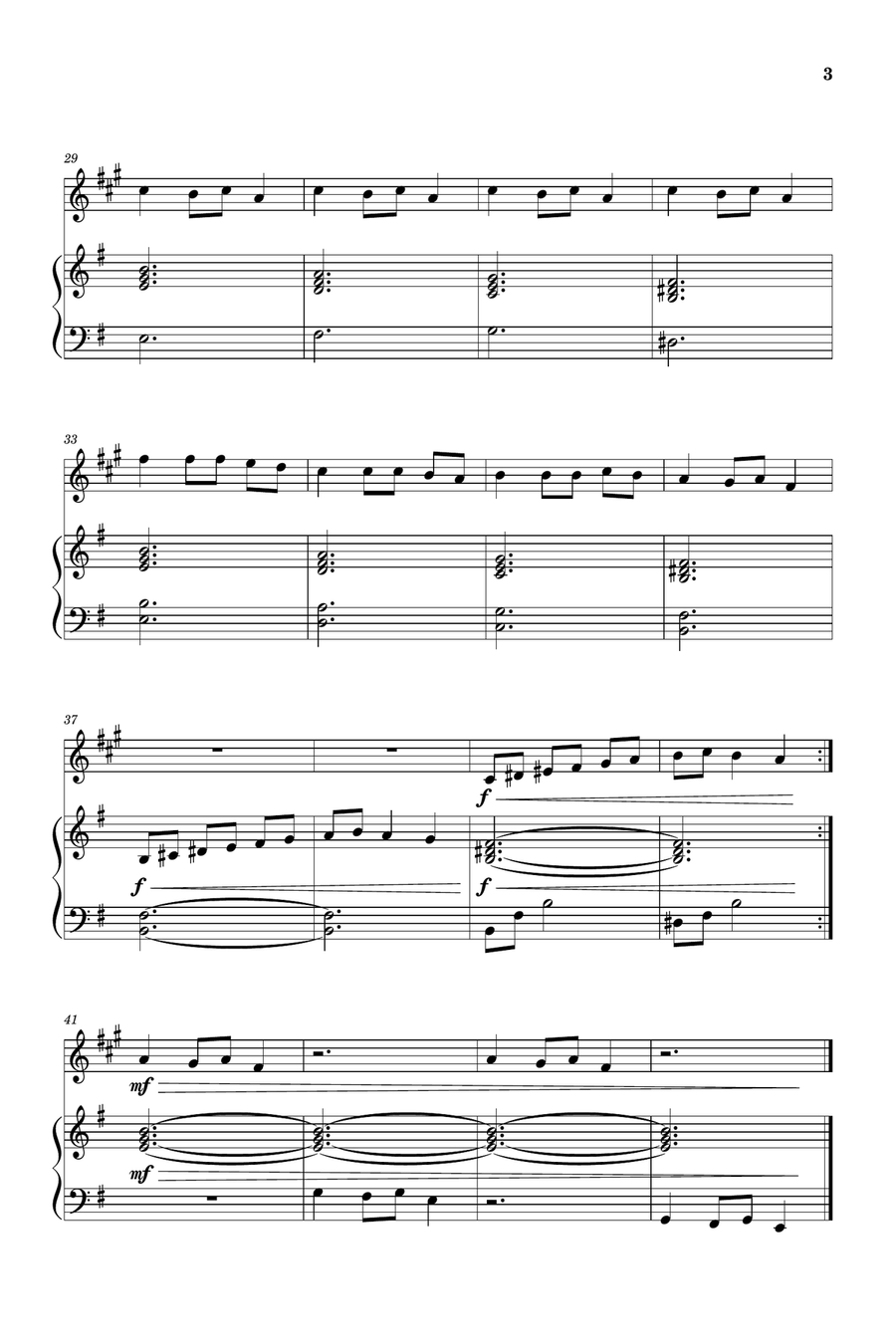 Carol of the Bells for Soprano Saxophone and Piano (Very Easy - Beginner) in E minor Soprano Saxophone scores gallery preview page 3