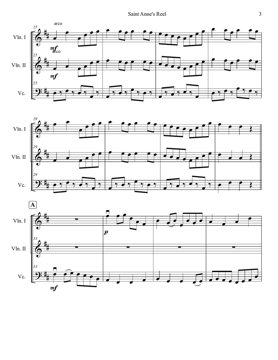 Saint Anne's Reel String Trio scores gallery preview page 3