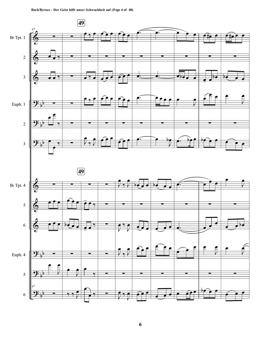 Der Geist hilft unser Schwachheit auf by J.S. Bach for Double Brass Choir Euphonium scores gallery preview page 6