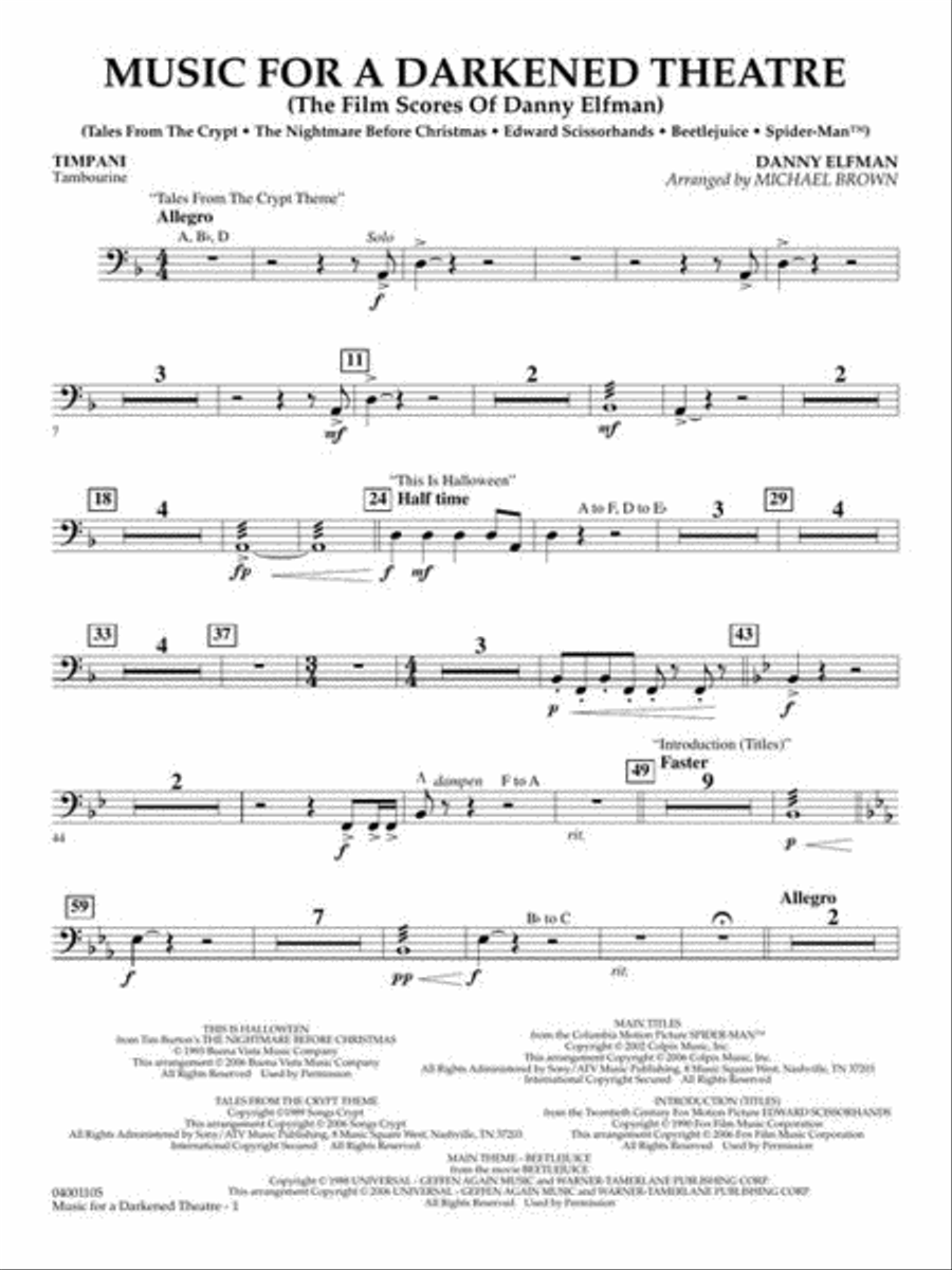 Music for a Darkened Theatre (The Film Scores of Danny Elfman) Concert Band scores gallery preview page 6