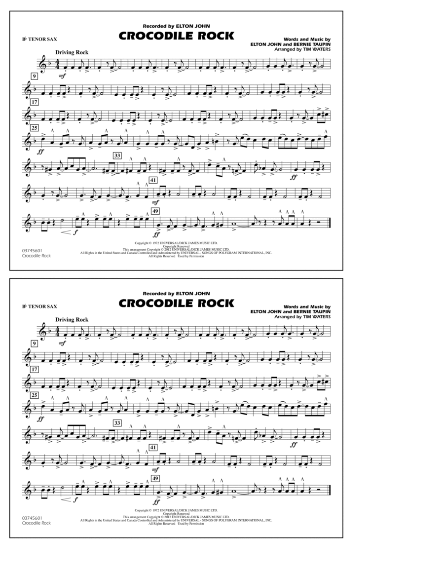 Crocodile Rock - Bb Tenor Sax Marching Band scores gallery preview page 1