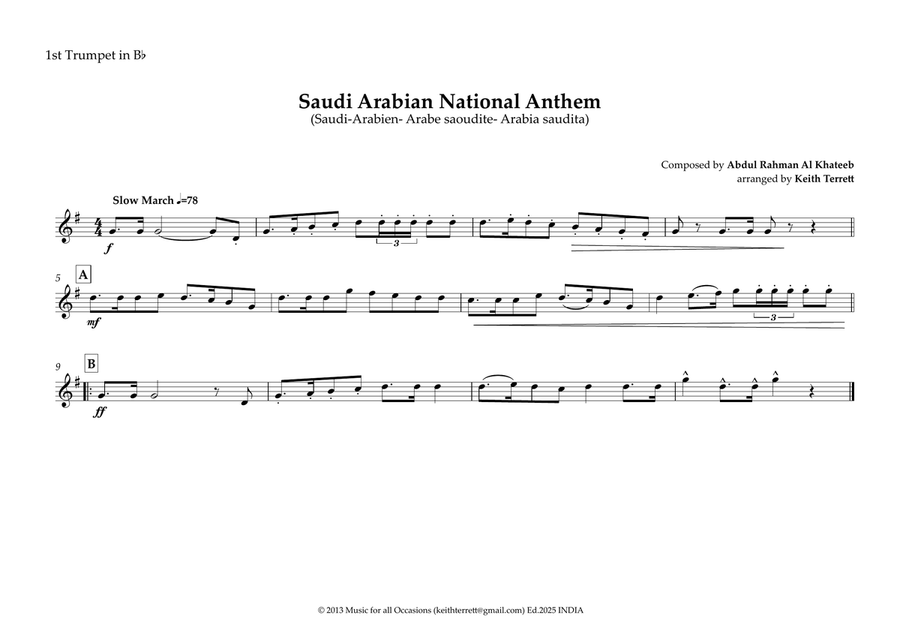 Saudi Arabian National Anthem for Brass Quintet Brass Quintet scores gallery preview page 5