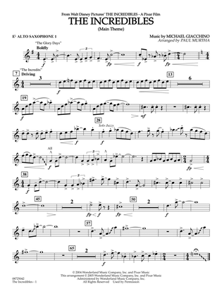 The Incredibles (Main Theme) (arr. Paul Murtha) - Eb Alto Saxophone 1