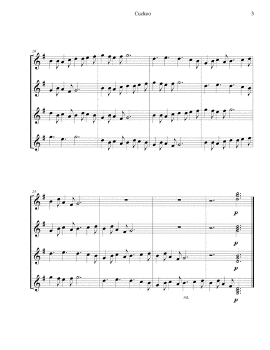 Cuckoo Guitar Ensemble scores gallery preview page 4