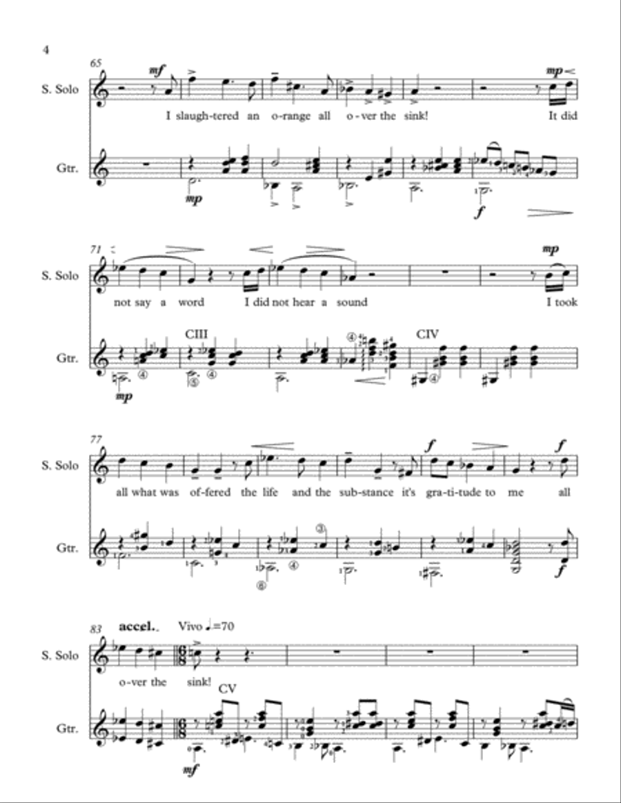 An Orange for Soprano/Tenor and Guitar Guitar scores gallery preview page 6