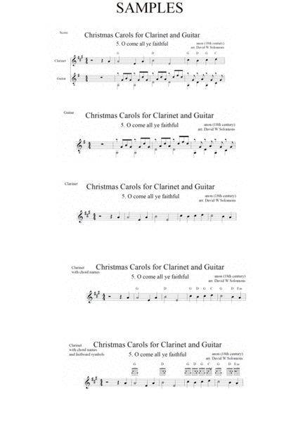 Christmas Carols for clarinet and guitar No 5 O come all ye faithful (Adeste fideles) image number null
