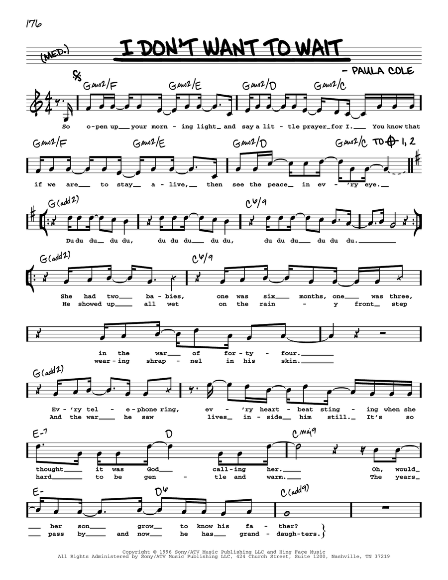 I Don't Want To Wait Voice scores gallery preview page 1