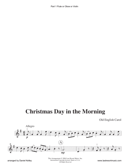 Christmas Day in the Morning for String or Piano Trio (or Wind Trio or Mixed Trio)