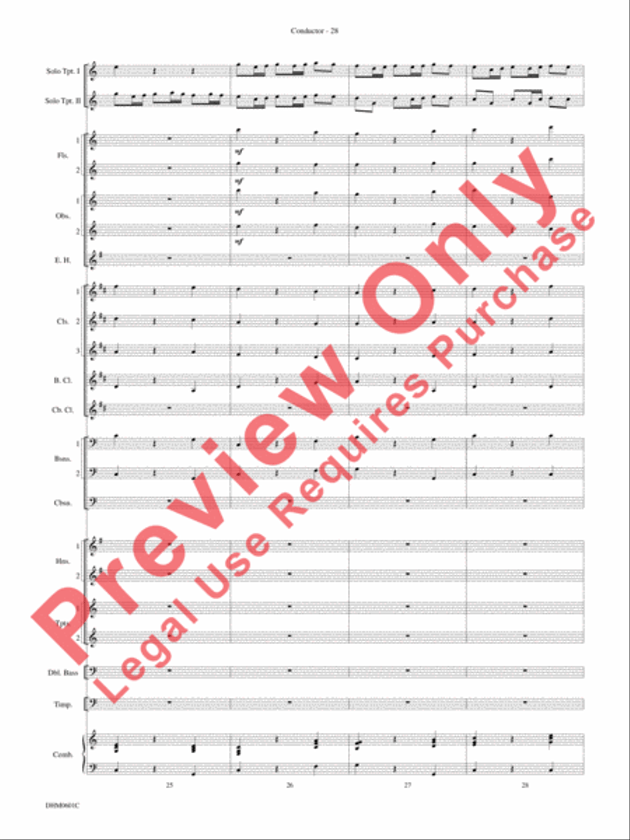 Concerto in C Major for Two Trumpets (I. Allegro, II. Largo, III. Allegro) Concert Band scores gallery preview page 32